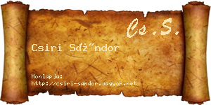 Csiri Sándor névjegykártya