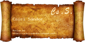 Csiri Sándor névjegykártya